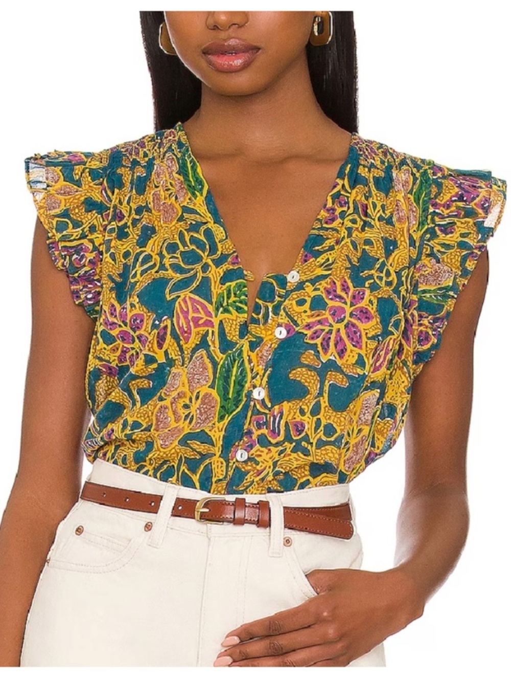 CLEOBELLA Chloe Blouse from Revolve Ruffle Sleeves Size XS